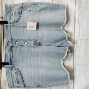 Lc Lauren Conrad Super HighRise Cut Off Button Fly Distressed Jean Shorts, 22W
